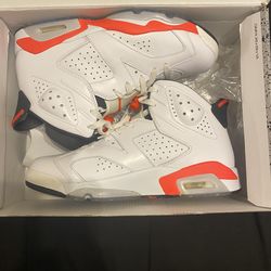 Nike Air Jordan 6 Infared  Size 9.5 Men’s.  White/Infared/Black