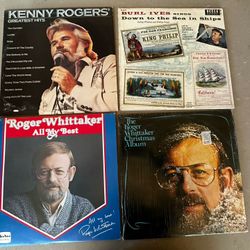 3 Vinyl Record Albums Kenny Rogers  Roger Whittaker Burl Ives  