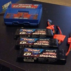 EX -peak Traxxas Dual Charge And 3 7600 2 Cell Batteries 
