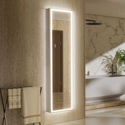 16 in. W x 60 in. H Right Rectangular Aluminum Recessed/Surface Dimmable Fogless LED Medicine Cabinet with Mirror