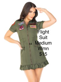 Top Gun Flight Suit Airforce Costume Jet Pilot Women Medium / Traje de Piloto
