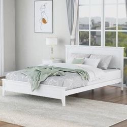 NEW Gray Modern Wood Queen Platform Bed for bedroom