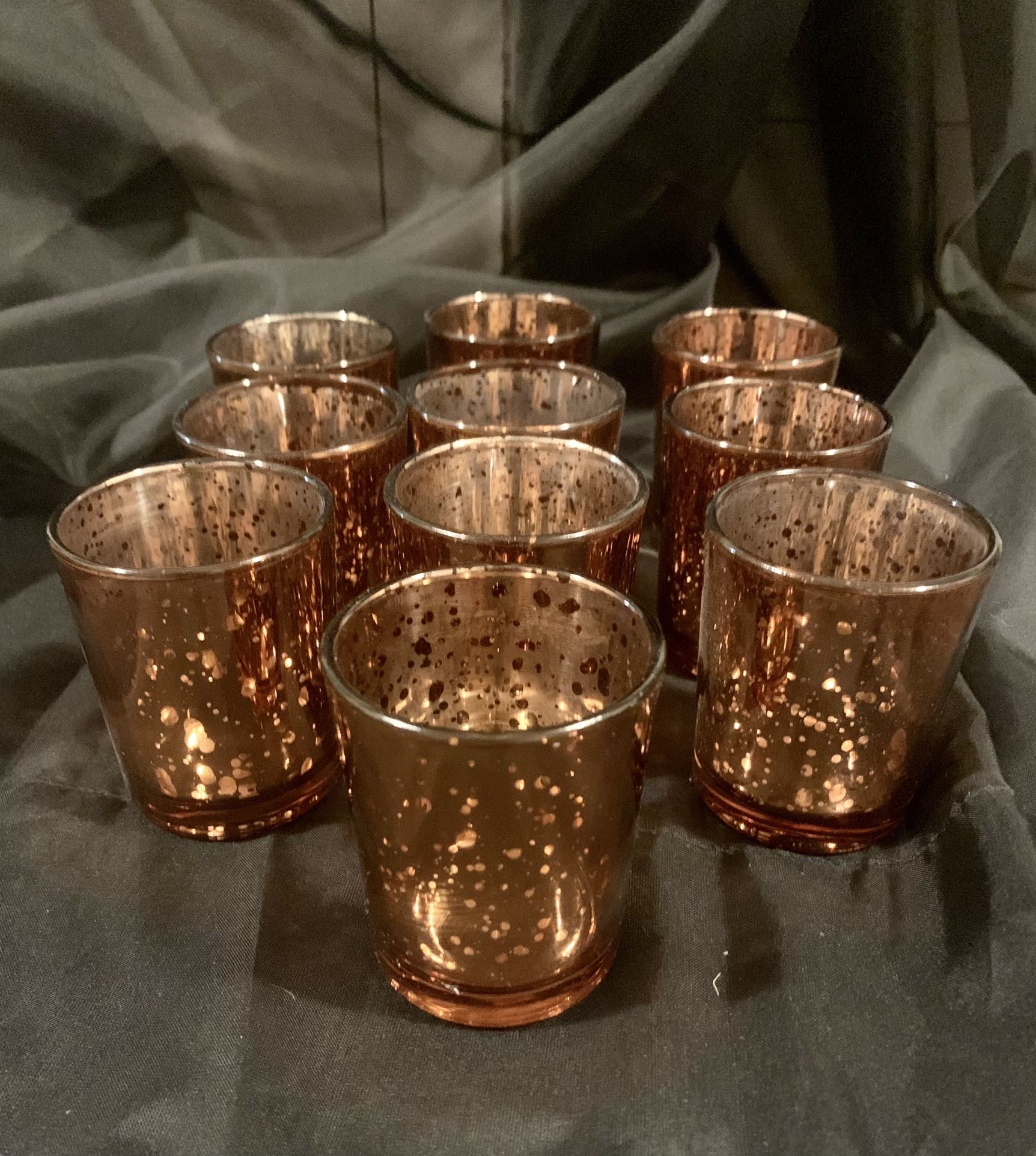 Copper Decorated Glass Votives $10