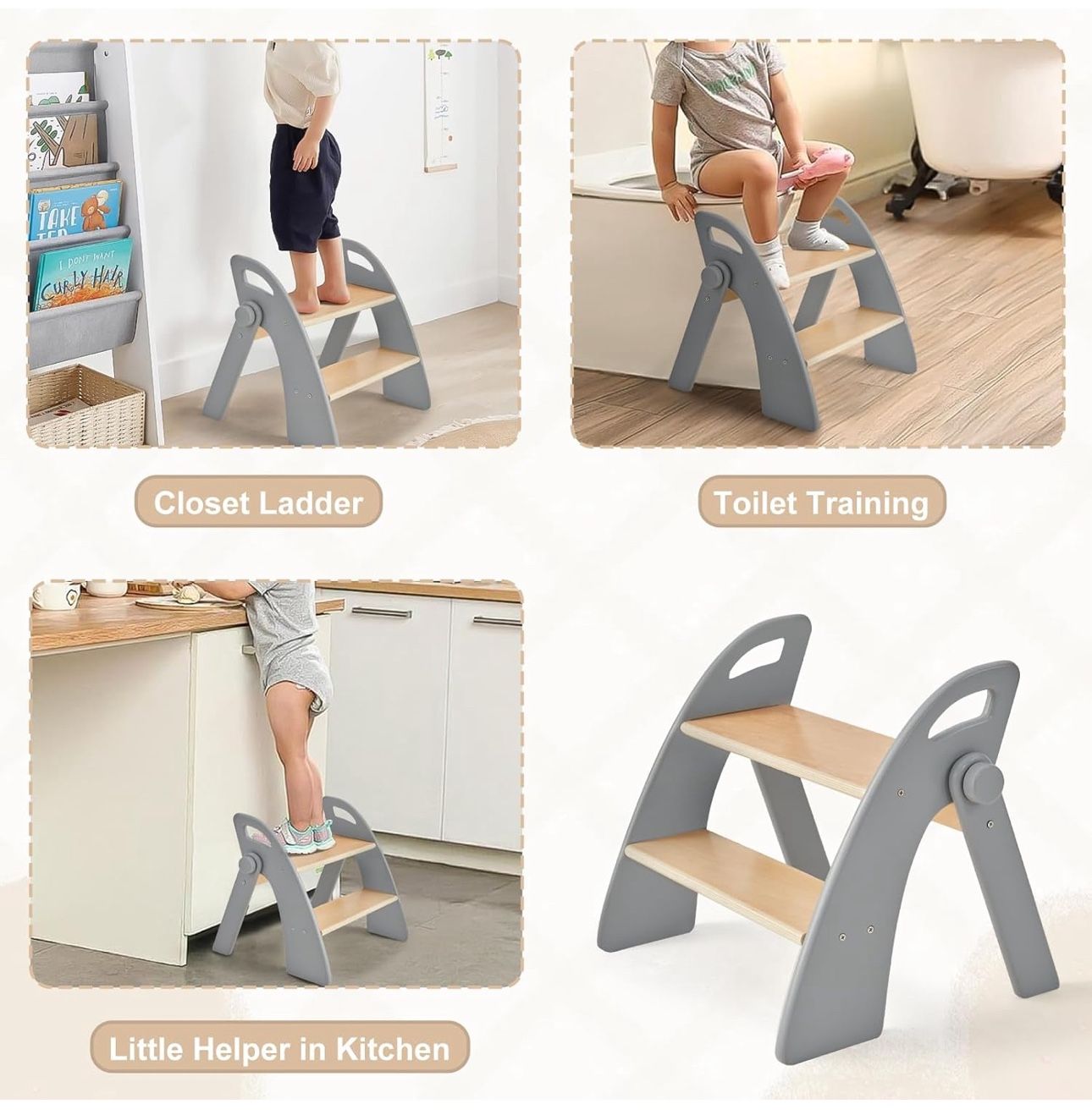 Wood Nonslip Step Stool for Baby Toddler Kid New Condition Assembled