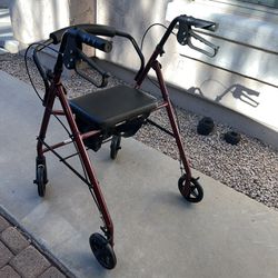 Economy Steel Rollator with 6-inch Wheels, Burgundy  (Never Used)
