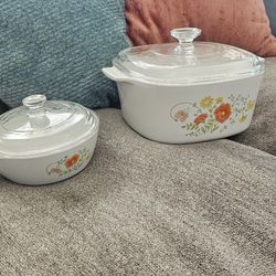 Vintage CorningWare Spice of Life Lot of 2 With Lids