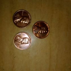 Lot Of Three 55 56d And 57d  Wheat Pennies The 55 And 56 Are Red And 57 Rb Very Nice Mint State 