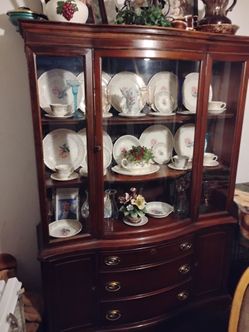 Hutch with rose china