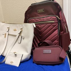 Set Of Bags - Purse, Car Holder, Backpack And Sling Bag