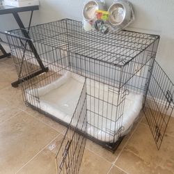 New IN Box! L'xl Dog Crate 2 Doors With Tray Up To 70lbs Folding Puppy Dog Kennel Animal Cage Add A Bed For $15 
