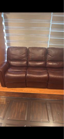 Brown Leather Reclining Sofa
