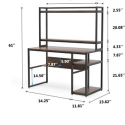 47” Tribesigns Computer Desk with Hutch and Shelves
