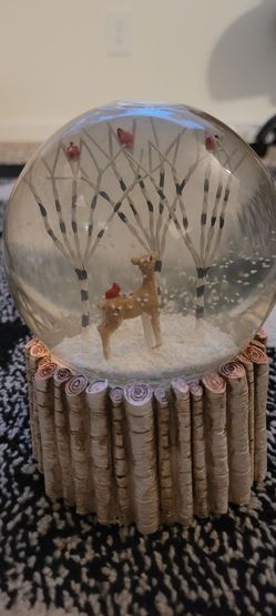 Deer And Cardinal Snowglobe
