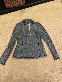 Zella gray heather quarter zip sweatshirt with coral trim size medium