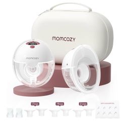 Momcozy M5 Hands-Free Wearable Breast Pump, Double-Sealed Flange for Baby-Like Comfort, 3 Modes & 9 Suction Levels, Portable Electric Pump – 24mm, 2-P