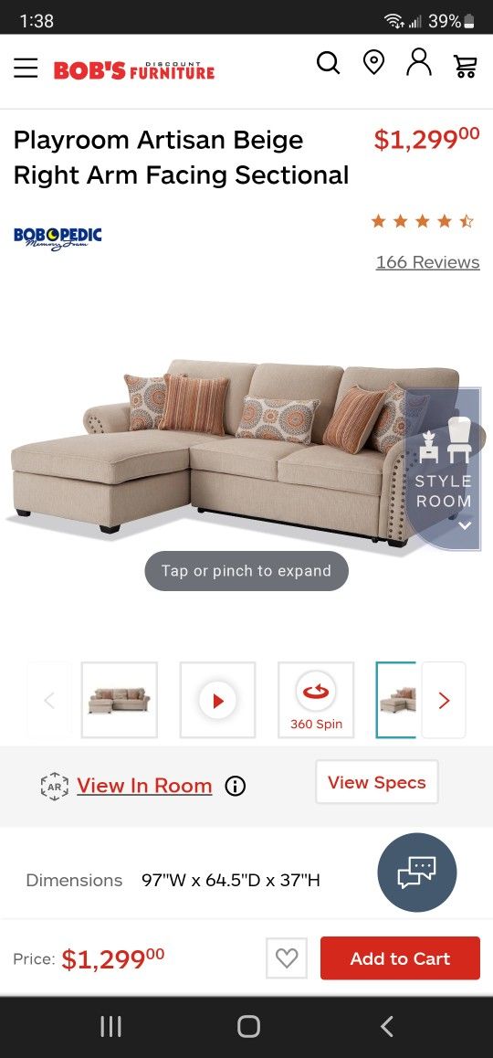 Playroom artisan beige left outlet arm facing sectional