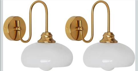 Lighting Brushed Gold Wall Sconces Set of Two