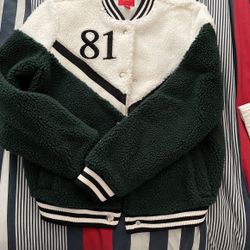 Guess Sherpa Letterman Jacket 