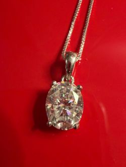 Sterling Silver Oval Moissanite Pendant Necklace