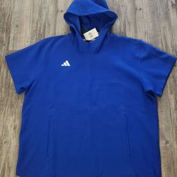 Adidas Unisex Adult Dugout Short Sleeve Baseball Hoodie Size XL Blue loose fit