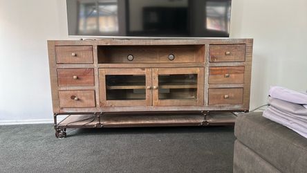Rustic Industrial Wood TV Stand Console