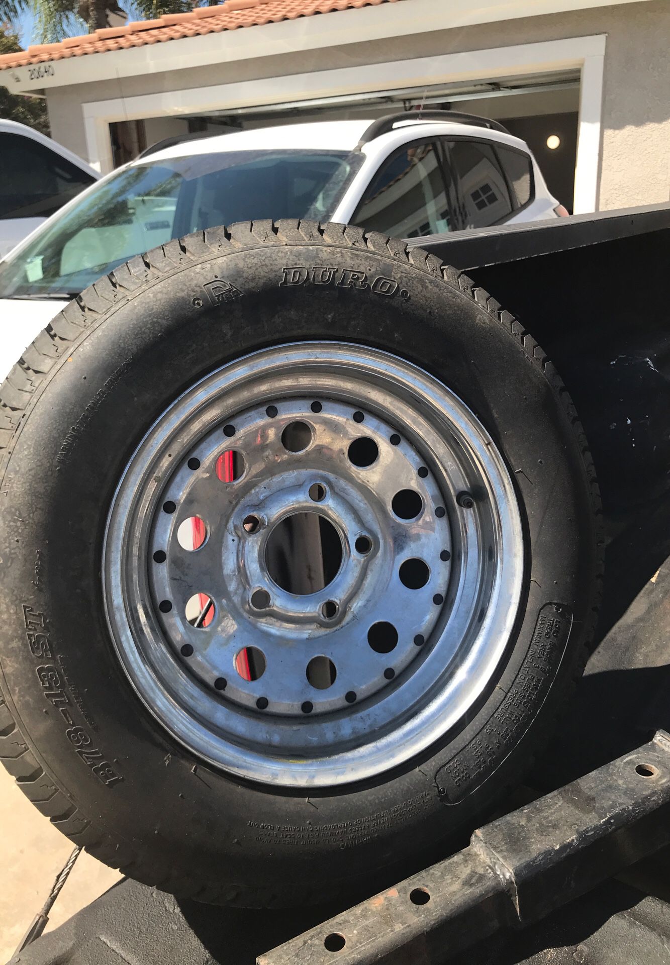 Trailer Tire with Chrome Rim!