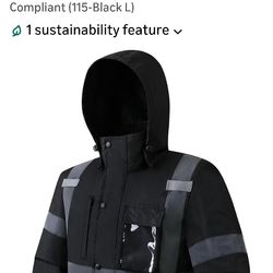 High Visibility Winter Jacket Sz L New