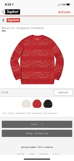 SUPREME JACQUARD CREWNECK SIZE XL RED