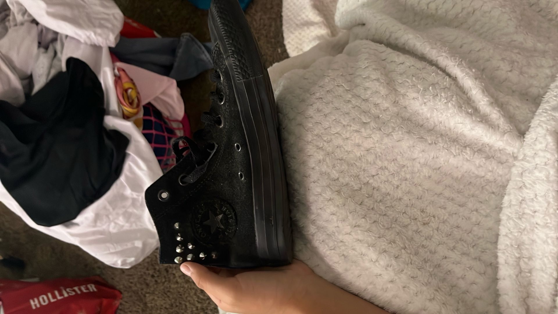 Black Converse With Spikes Size 7