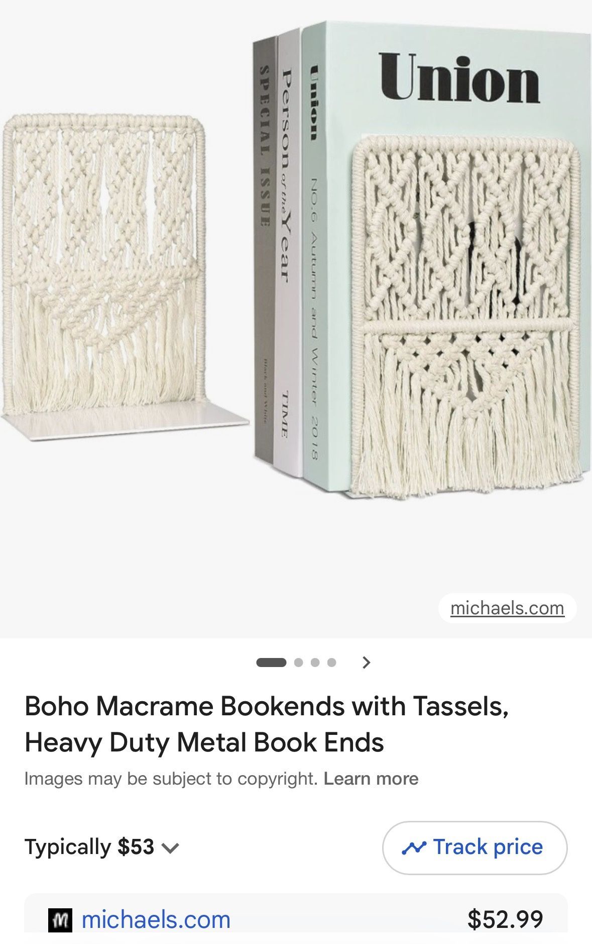 Boho Macrame Bookends With Tassels Metal Book Ends