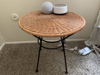 Bamboo Rattan Side End Table 
