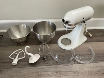 KitchenAid Stand Mixer — White, with 2 Bowls & Full Attachment Set