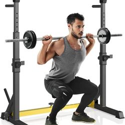 Squat Rack Stand, Bench Press Rack, Barbell Rack, Adjustable Dumbbell Rack, Multi-Function Weight Lifting Home Gym, Fitness Exercise Equipment with St