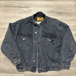 Vintage Scorpio USA Denim Jacket Adult Medium Button Down Trucker Sherpa Lined