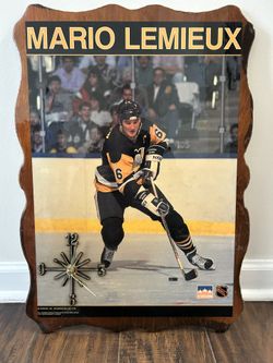 Mario Lemieux Wooden Clock