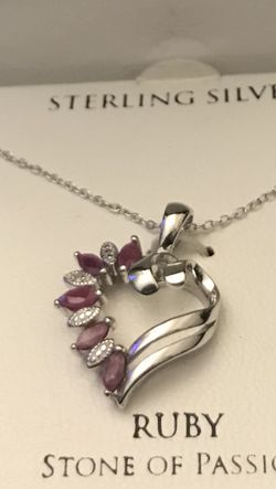 Women’s Silver Necklace With Ruby Stones