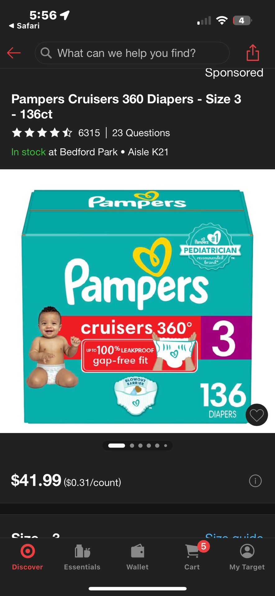 120ct Size 3 Pull ups - Pampers Cruisers Size 3