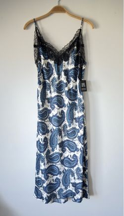 Paisley Print Satin Slip Midi Dress