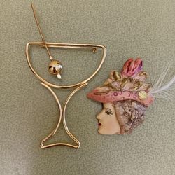 Two Pins For The Price Of One Lady And Martini Glass 