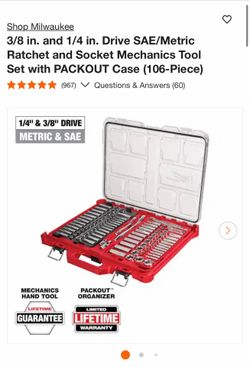 Milwaukee 3/8 in. & 1/4 in. Drive SAE/Metric Ratchet & Socket Mechanics Tool