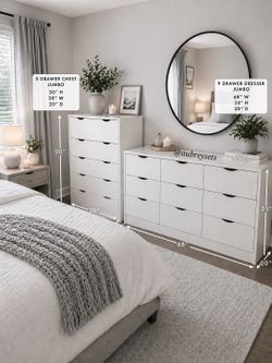 Jumbo White Dresser Set (9 Drawer + 5 Drawer) bundle deal