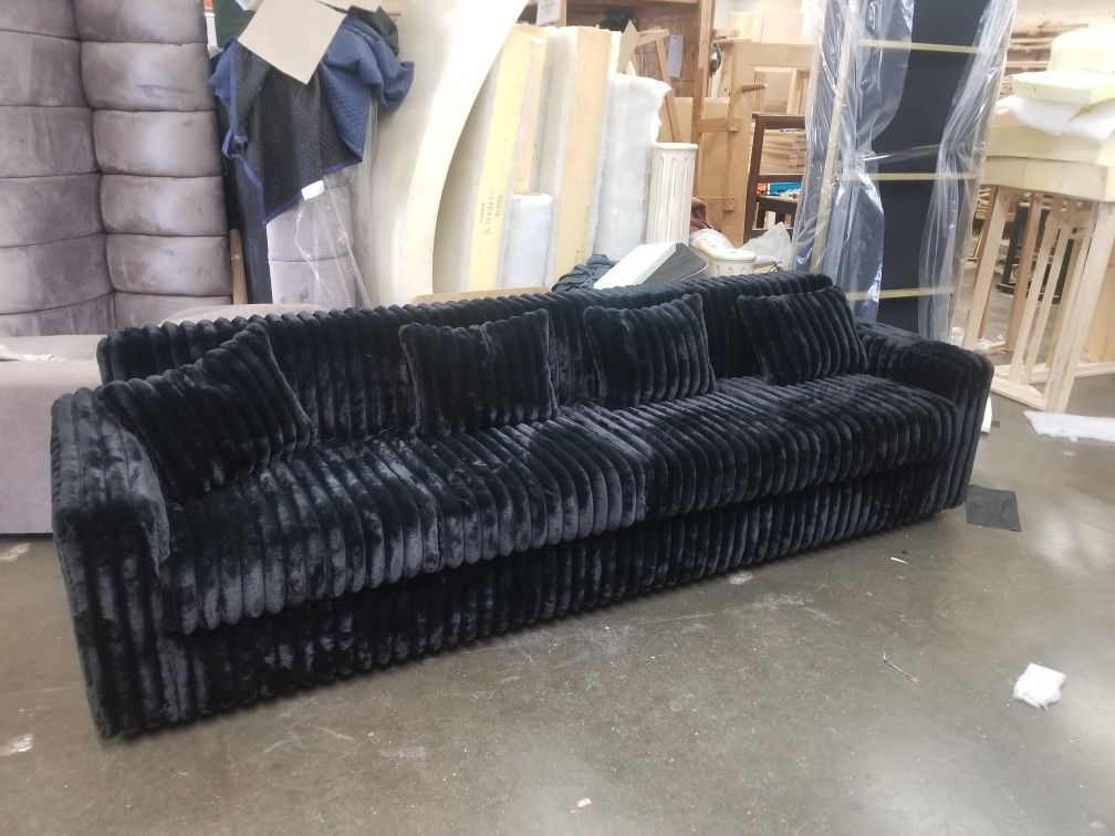 Brand NEW 13ft Sofas Corduroy Black FABRIC. Custom Made Available