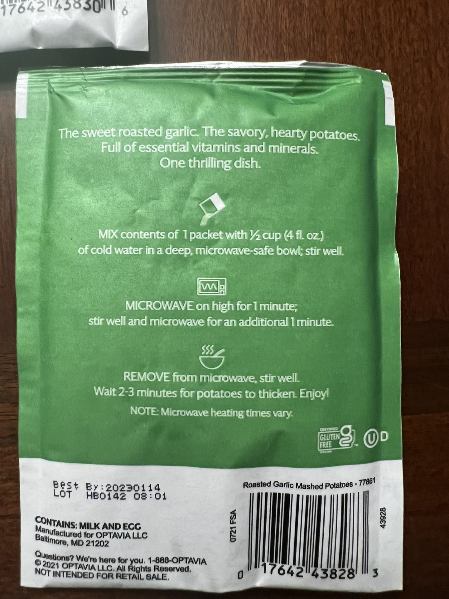 Optavia Mashed Potato, Garlic And Sour Cream /chice for Sale in