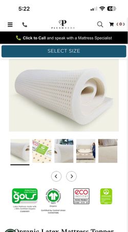 PlushBeds natural latex mattress topper