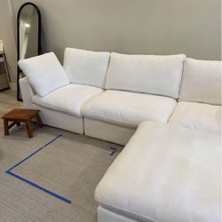 Brand new linen white cloud couch with reversible ottoman