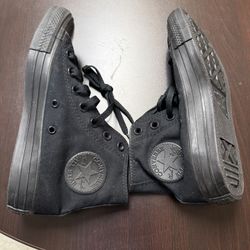 Converse Black On Black High Tops Size 6.5