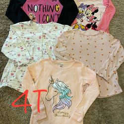 Winter/fall Girl Clothes, Pjs, Long Sleeve Shirts Size 4T
