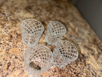 Set of 4 Diamond Cut Glass Tumblers