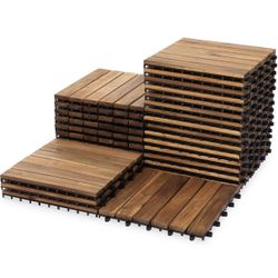 27PCS - Easy Snap Interlocking Deck Tiles for Patio Poolside Balcony Decor - All Weather Waterproof Flooring for Indoor & Outdoor