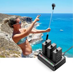 Set of  3  and Rapid 3-Channel USB Charger Compatible with GoPro MAX